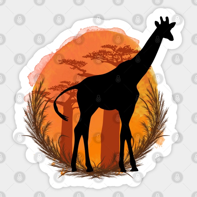 Giraffe Silhouette - Savannah Sticker by Petprinty